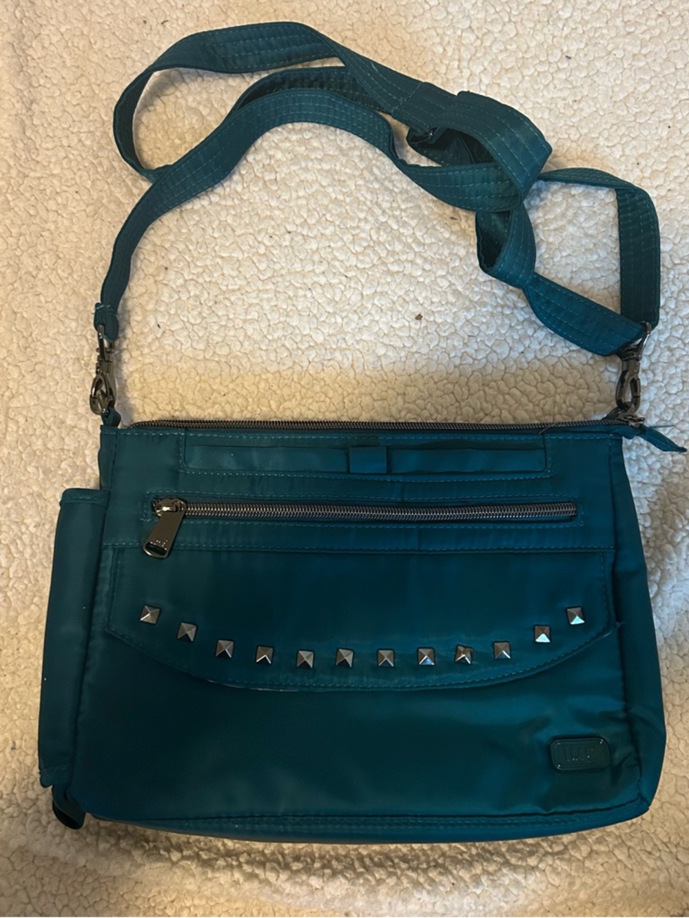 lug | Teal Pacer Crossbody with Stud Accents